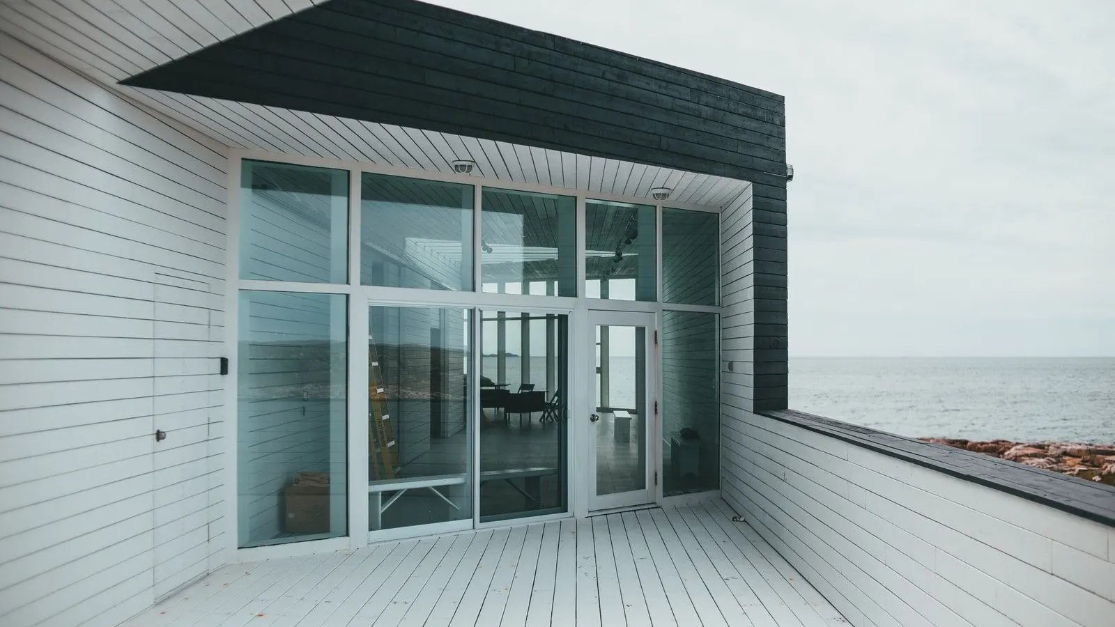 Large sliding glass patio door on a modern home exterior